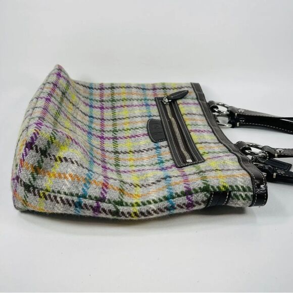 *Coach* Penelope *CABIN COUTURE* Plaid Wool Tweed Leather Trim Handbag - Picture 7 of 12